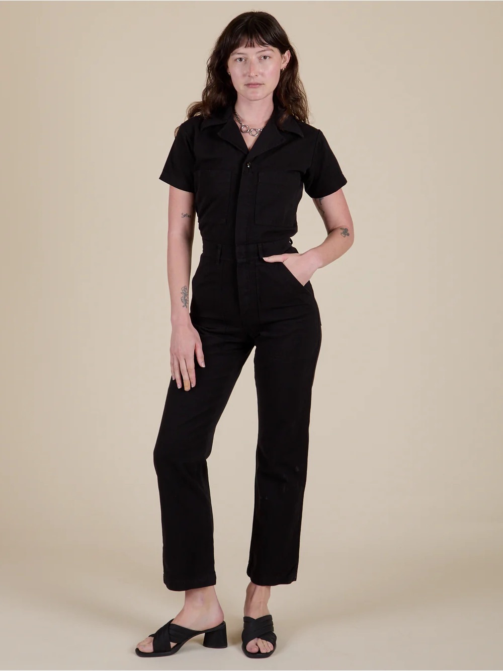 Big Bud Press short sleeve jumpsuit in large petite - basic black
